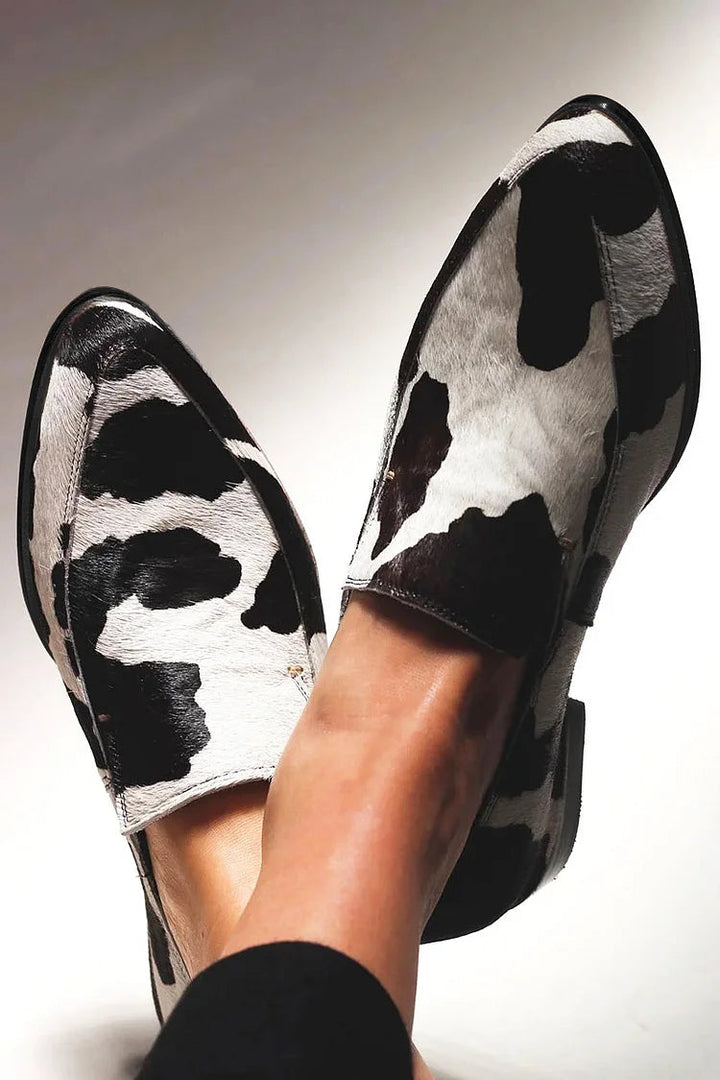 Winnie - Trendy Cow Print Slip-Ons