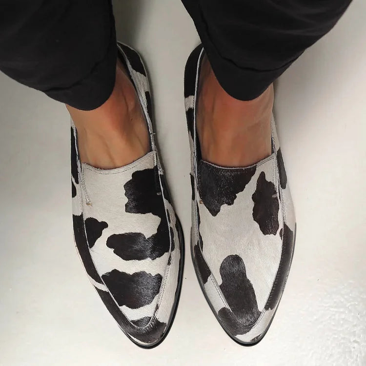 Winnie - Trendy Cow Print Slip-Ons