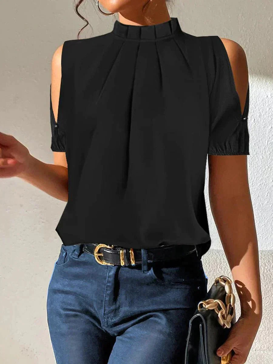 Zaria - Pleated top with slit sleeves