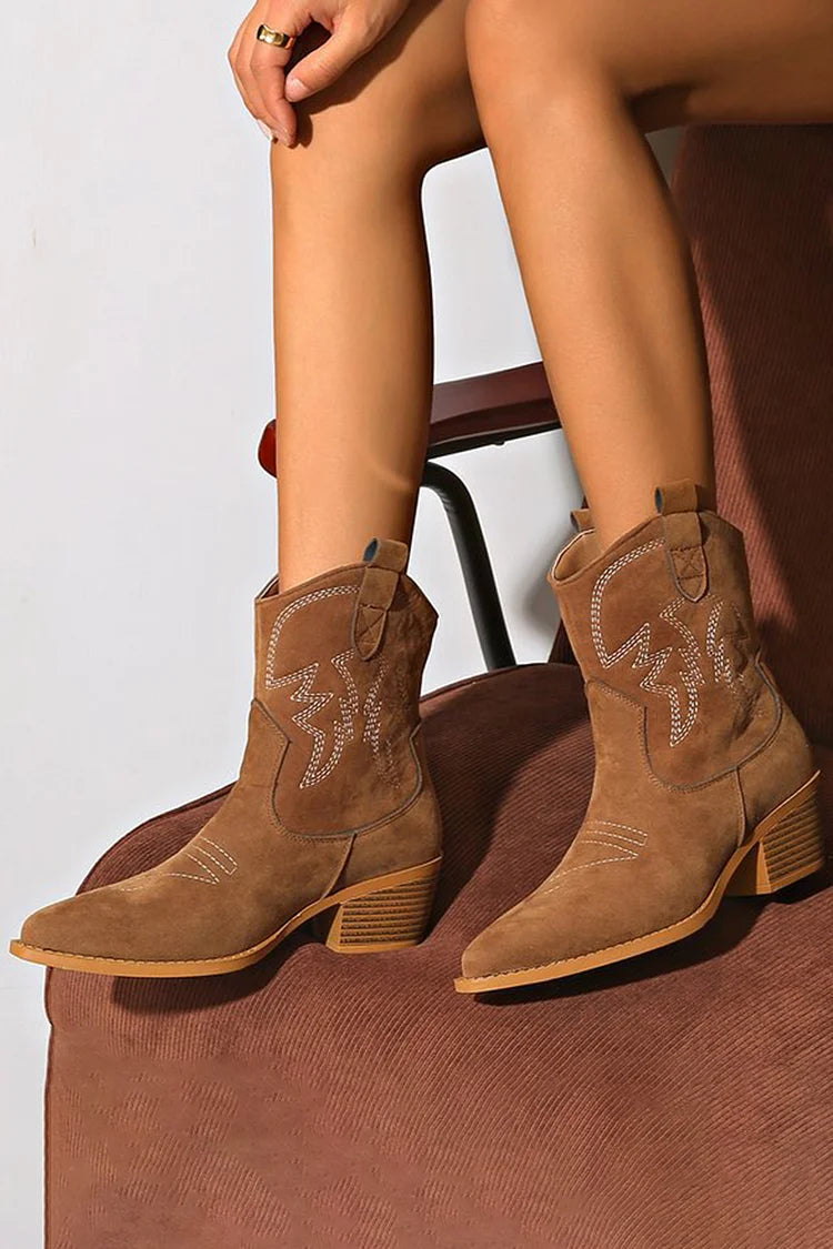 Lucia - Chic Western Ankle Boots