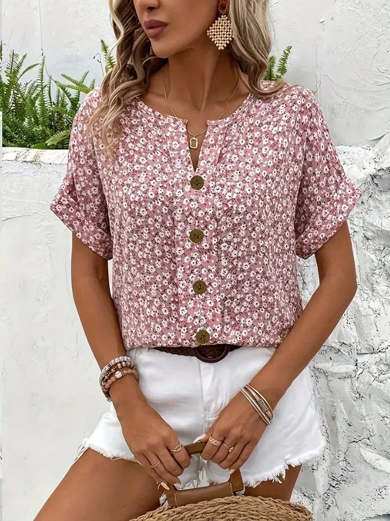 Quinn - Wildflower Notch Blouse
