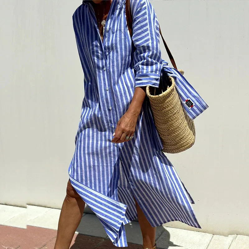 Jasmine - Classic Striped Shirt Dress