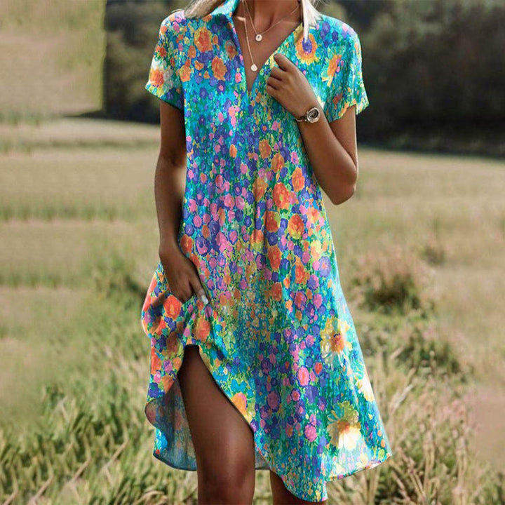 Amara - Floral V Neck Dress
