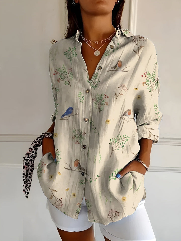 Stella - Floral Wave Cotton Blouse