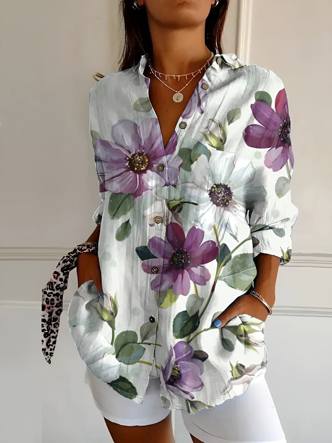 Stella - Floral Wave Cotton Blouse