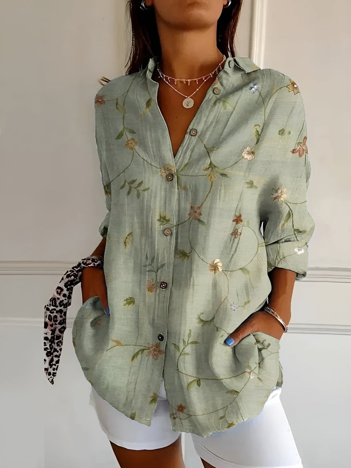 Stella - Floral Wave Cotton Blouse